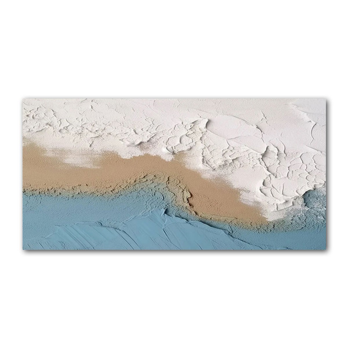 Abstract Blue Waves 3d Heavy Textured Partial Oil Painting